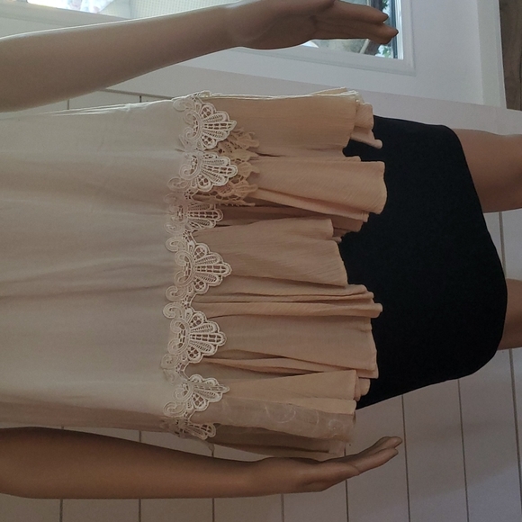 Boho Blue Betty top/blouse flounce bottom one size cream tan beige baby doll - Picture 3 of 14